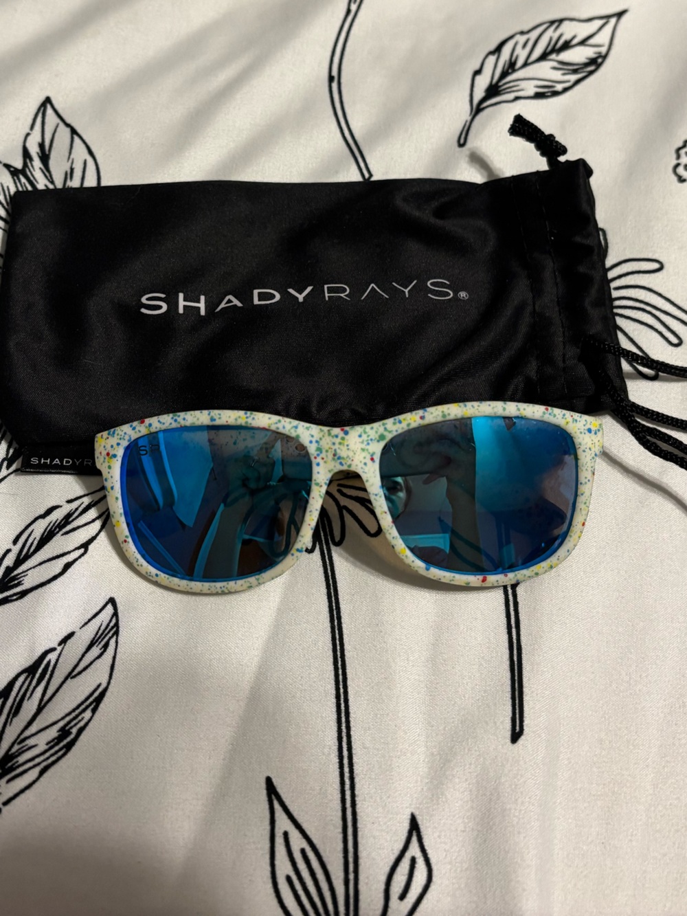 Shady Rays Kids Blue Mirrored Sunglasses with Speckled White Frame